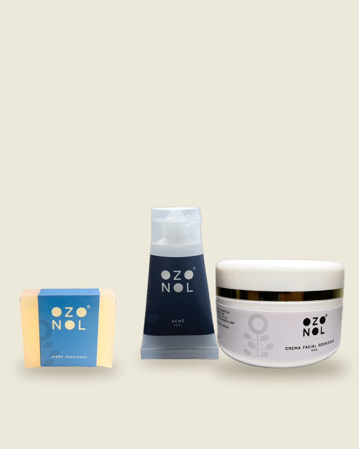 Jabón Ozonizado, Crema Anti Acné y Crema Facial